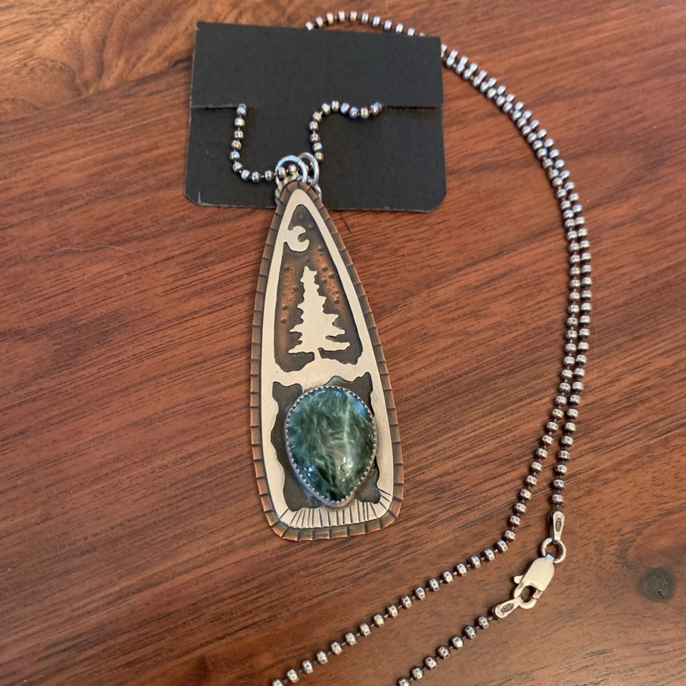 Arrok Pine Tree Forest Scene Necklace